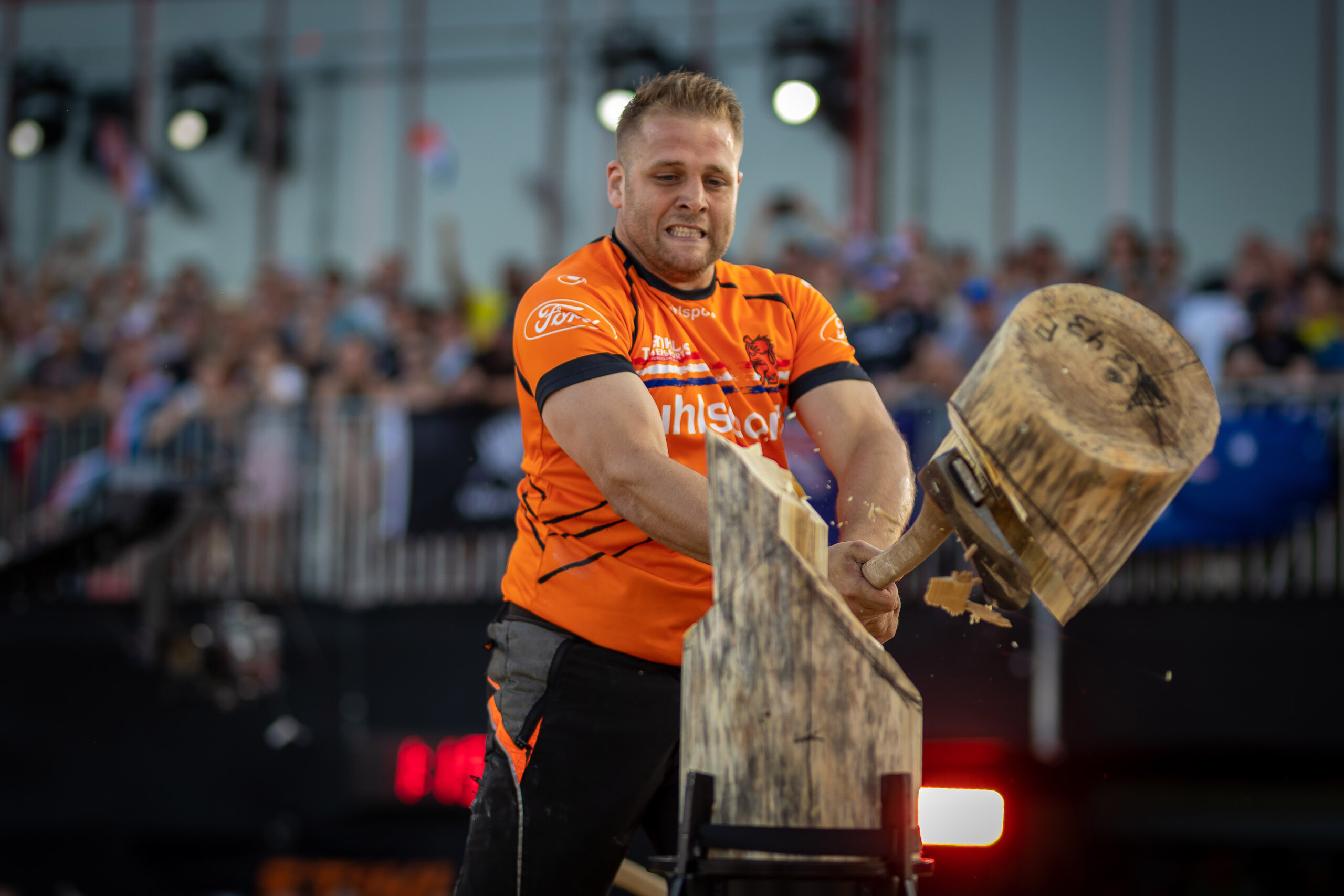 Redmer Knol of the Netherlands performs during the STIHL TIMBERSPORTS® World Trophy 2023 in Rotterdam, Netherlands on June 10, 2023.