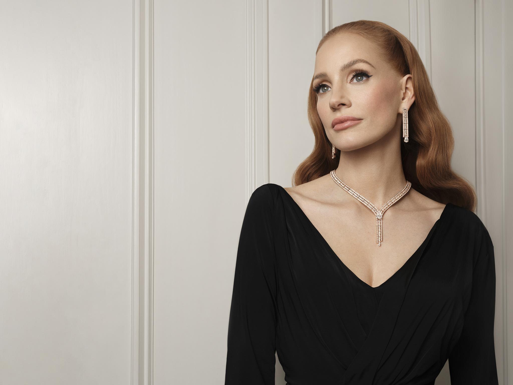 attrice premio oscar jessica chastain nuova protagonista campagna gioielli damiani